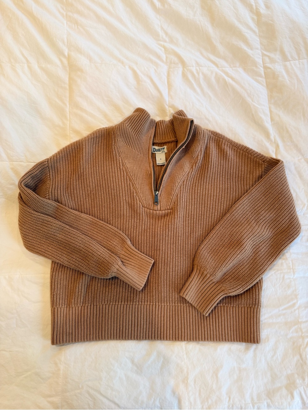 Duluth Trading Co Women’s Zip Mock Neck Sweater - Brown